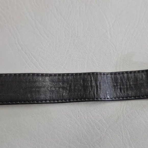 Raina Black Leather Belt Gold Sculptural Starburst Buckle Adjustable Made in USA main image 7